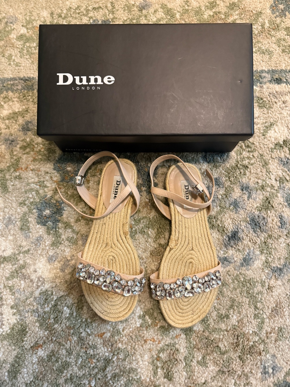 Dune London Blush Crystal-Strap Espadrille Wedges